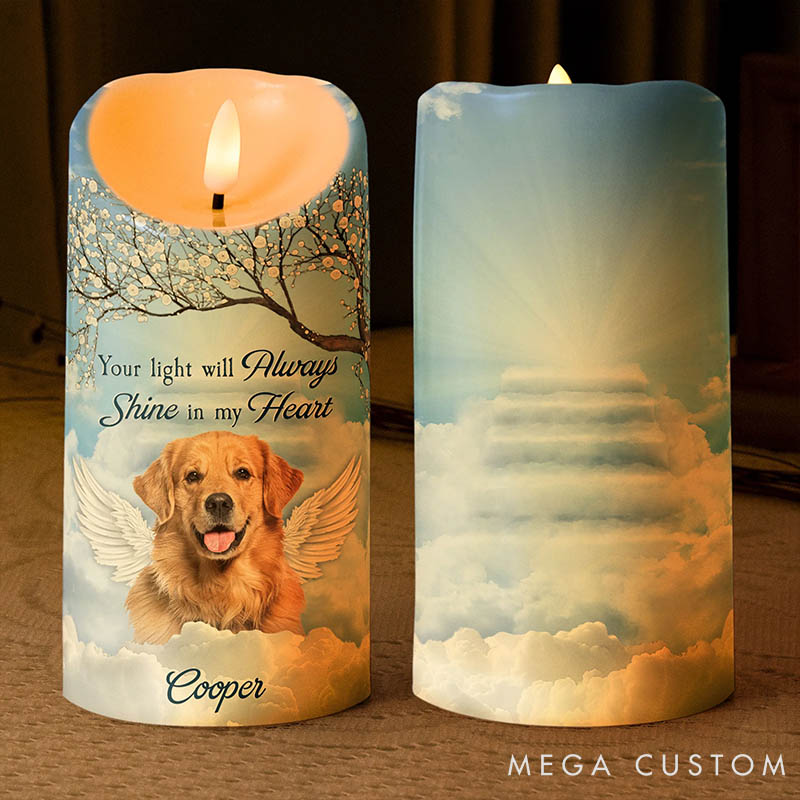 Personalized Pet Lover Pet Loss Your Light will always Shine in My Heart Candles