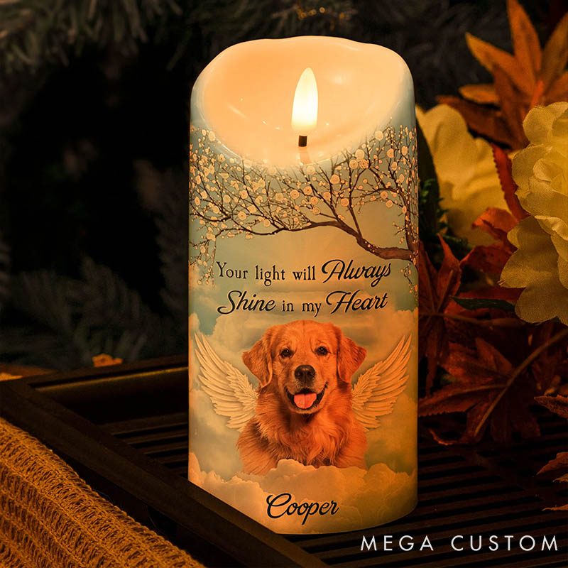 Personalized Pet Lover Pet Loss Your Light will always Shine in My Heart Candles