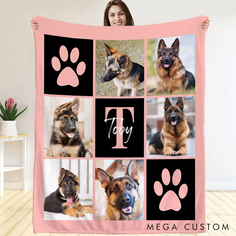 Personalized Pet Lover Pet Photo Blanket with Name and Initials Birthday Gift for Cat  Dog Throw Blanket