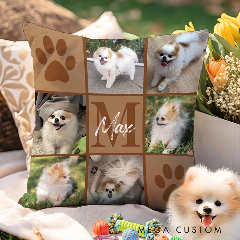 Personalized Pet Lover Pet Photo Blanket with Name and Initials Birthday Gift for Cat Dog Throw Pillow