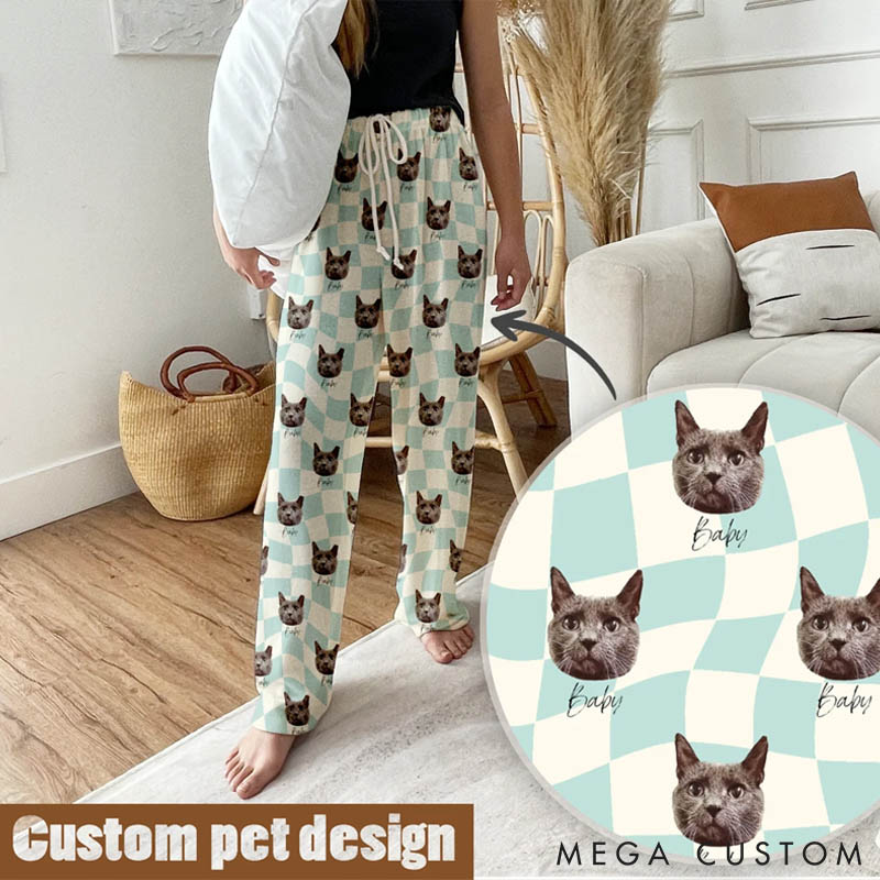 Personalized Pet Lover Pet Photo Checker Pajamas Christmas Family Matching