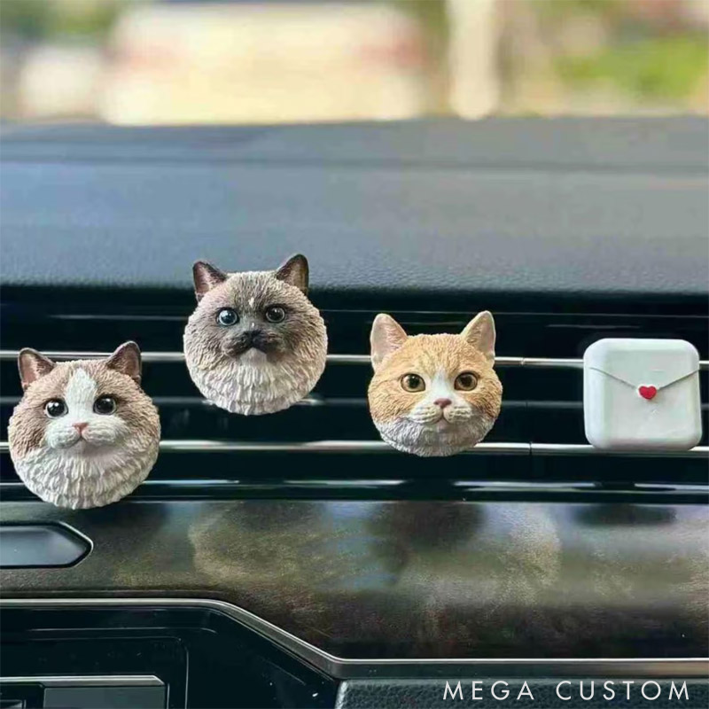 Personalized Pet Lover Pet Photo Dog Cat Plaster Sculpture Car Diffuser