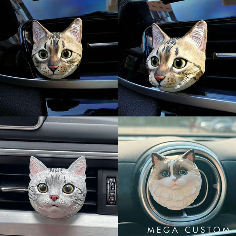 Personalized Pet Lover Pet Photo Dog Cat Plaster Sculpture Car Diffuser