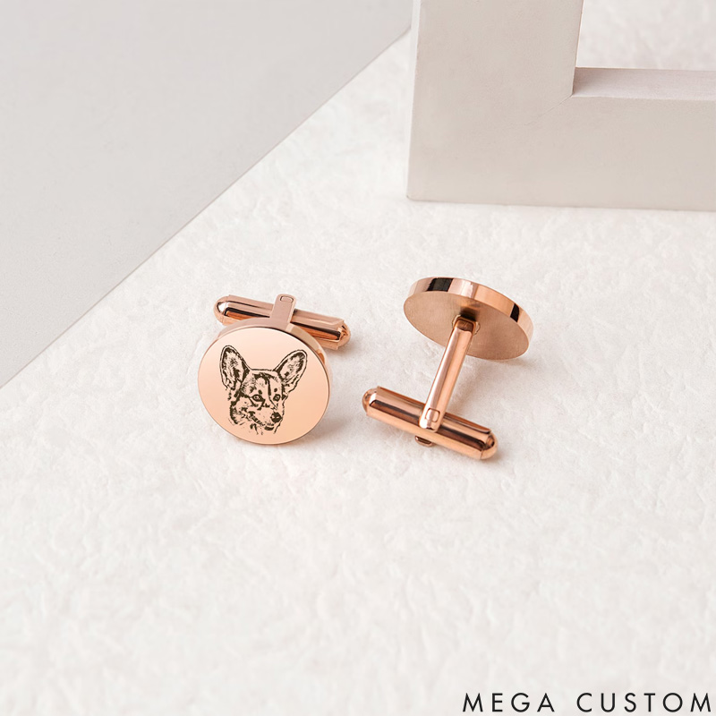 Personalized Pet Lover Pet Photo Engraved Accessories Cufflinks