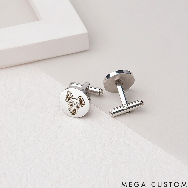 Personalized Pet Lover Pet Photo Engraved Accessories Cufflinks
