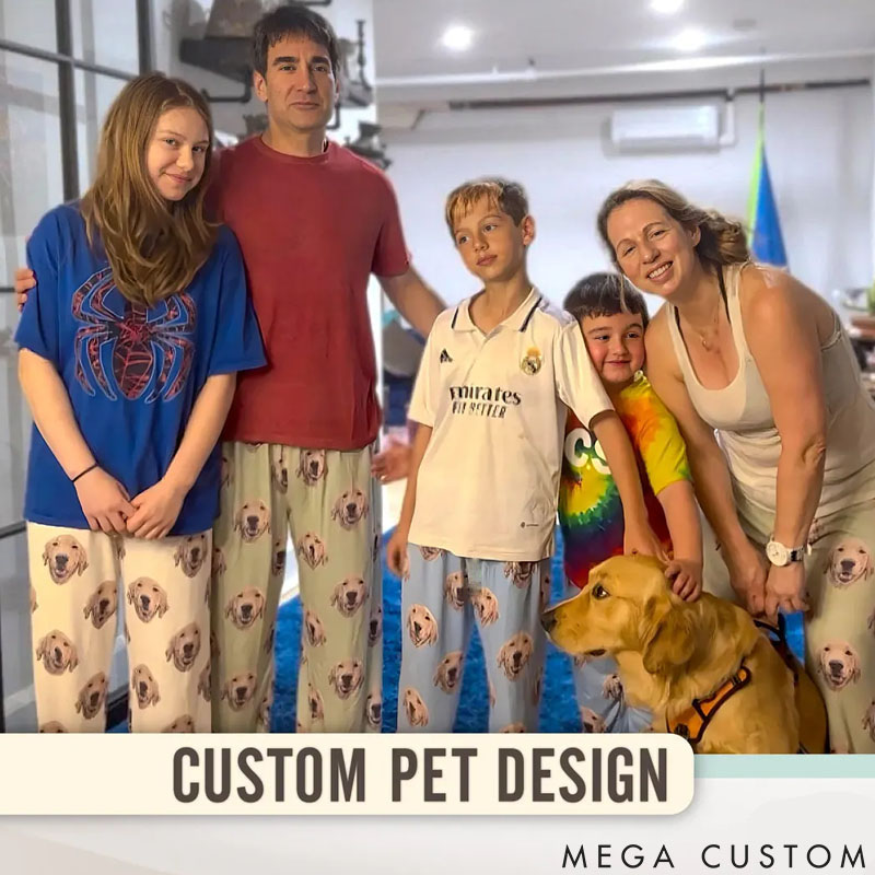 Personalized Pet Lover Pet Photo Name and Dog Head Pajamas