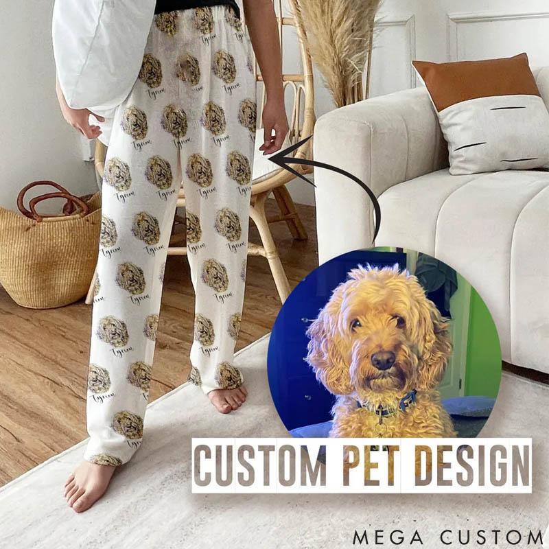 Personalized Pet Lover Pet Photo Name and Dog Head Pajamas