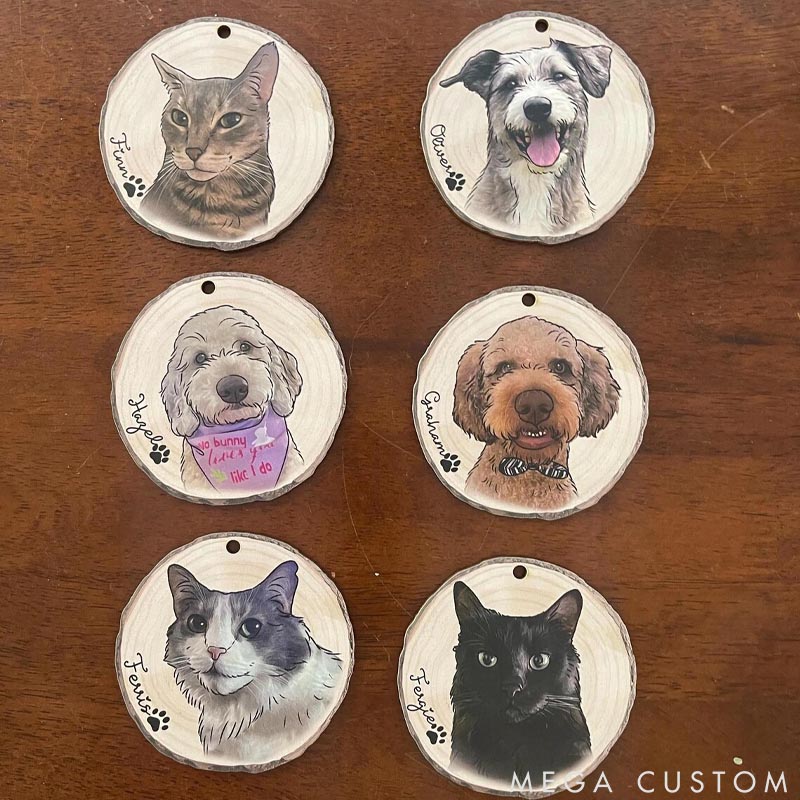 Personalized Pet Lover Pet Portrait Christmas Ornament