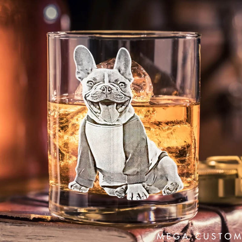 Personalized Pet Lover Pet Portrait Engraved with Your Pet's Image Thoughtful Gifts Whiskey Glasses
