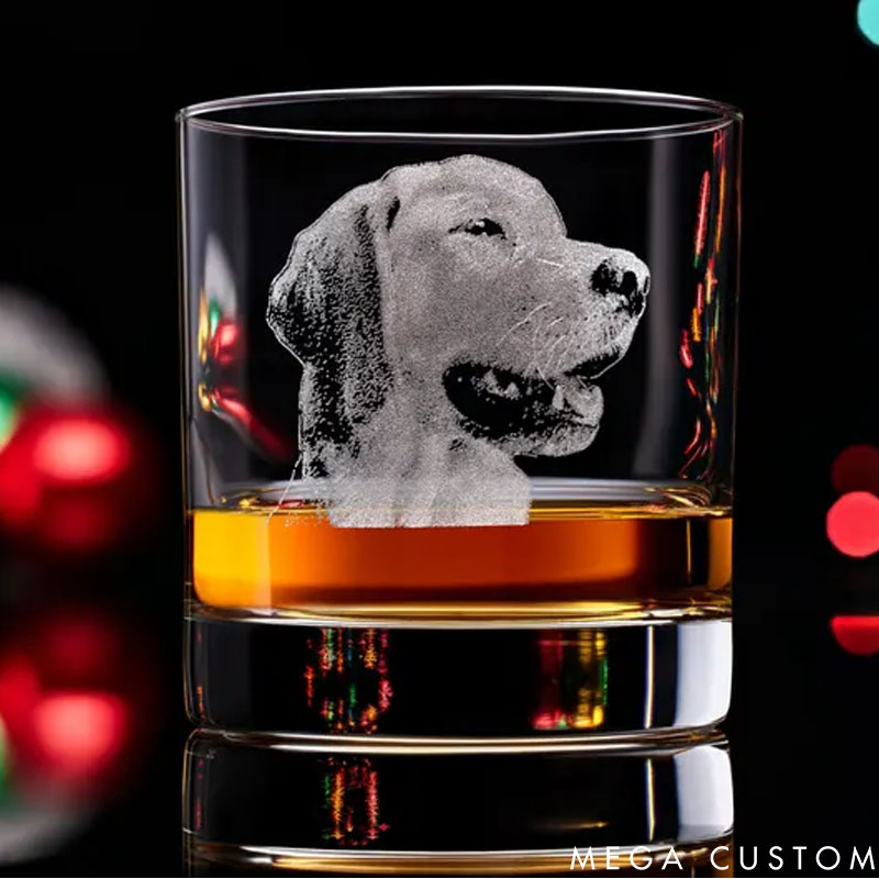 Personalized Pet Lover Pet Portrait Engraved with Your Pet's Image Thoughtful Gifts Whiskey Glasses