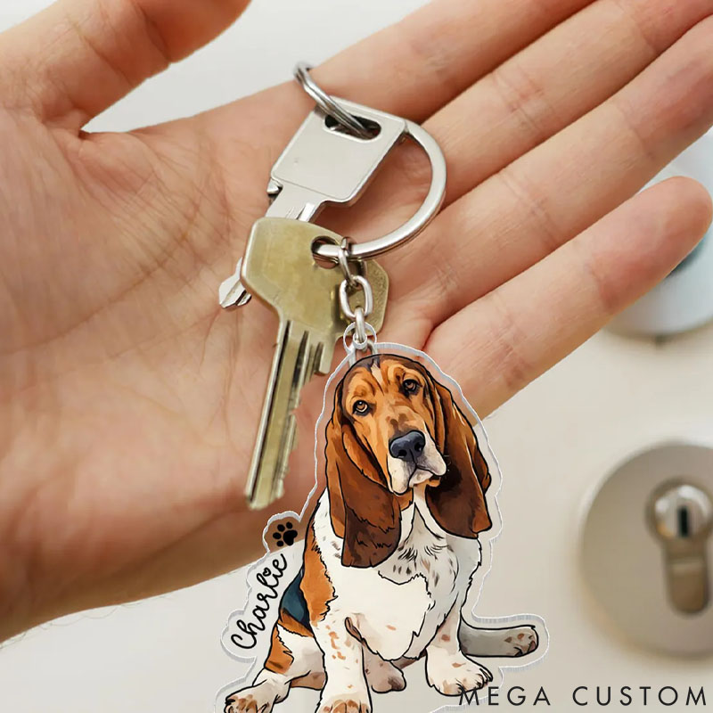 Personalized Pet Lover Pet Portrait Keychain Pet Photo Keychain