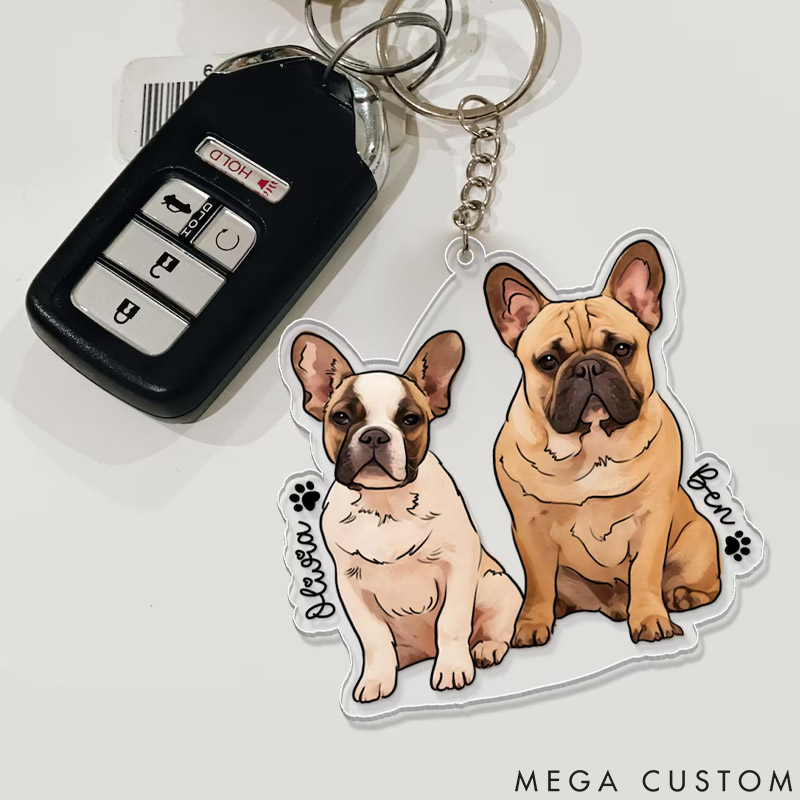 Personalized Pet Lover Pet Portrait Keychain Pet Photo Keychain