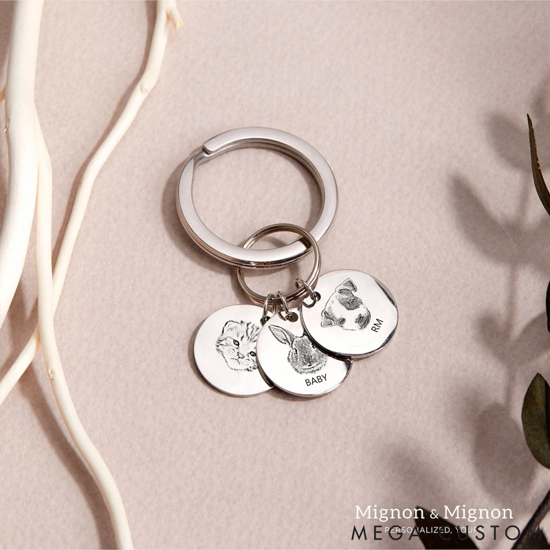 Personalized Pet Lover Pet Portrait Keychains