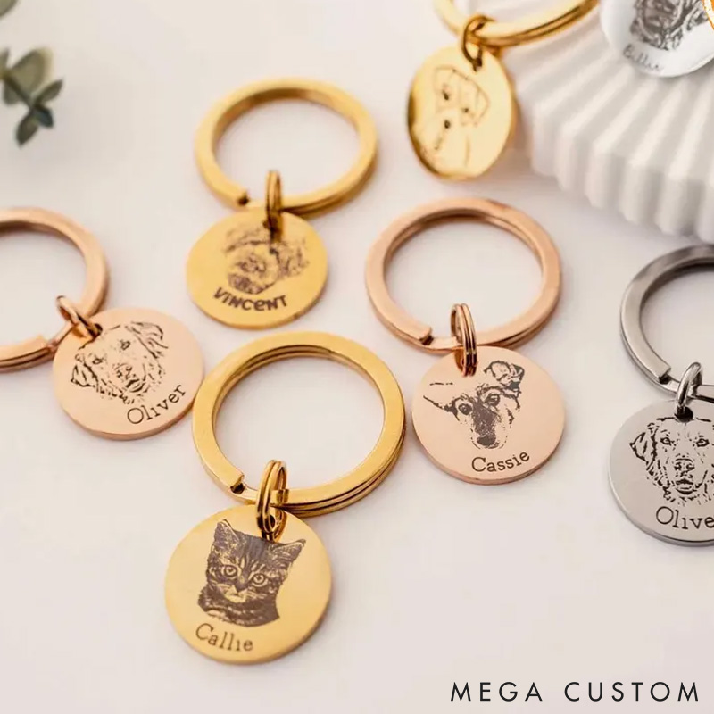 Personalized Pet Lover Pet Portrait Keychains