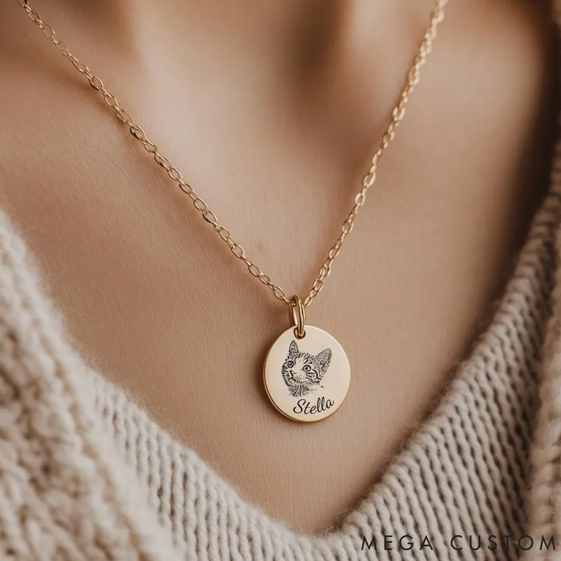 Personalized Pet Lover Pet Portrait Necklace