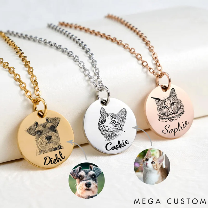 Personalized Pet Lover Pet Portrait Necklace