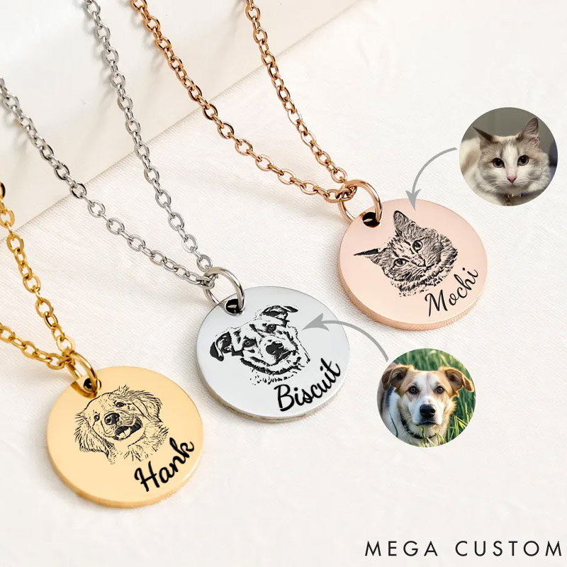 Personalized Pet Lover Pet Portrait Necklace