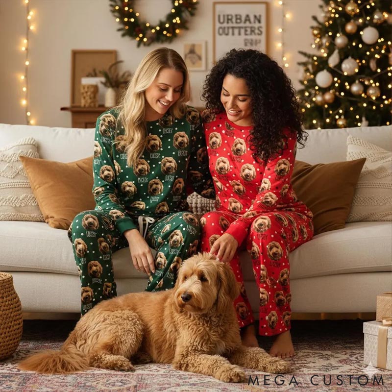 Personalized Pet Lover Pet Portrait Pajamas Christmas Family Matching