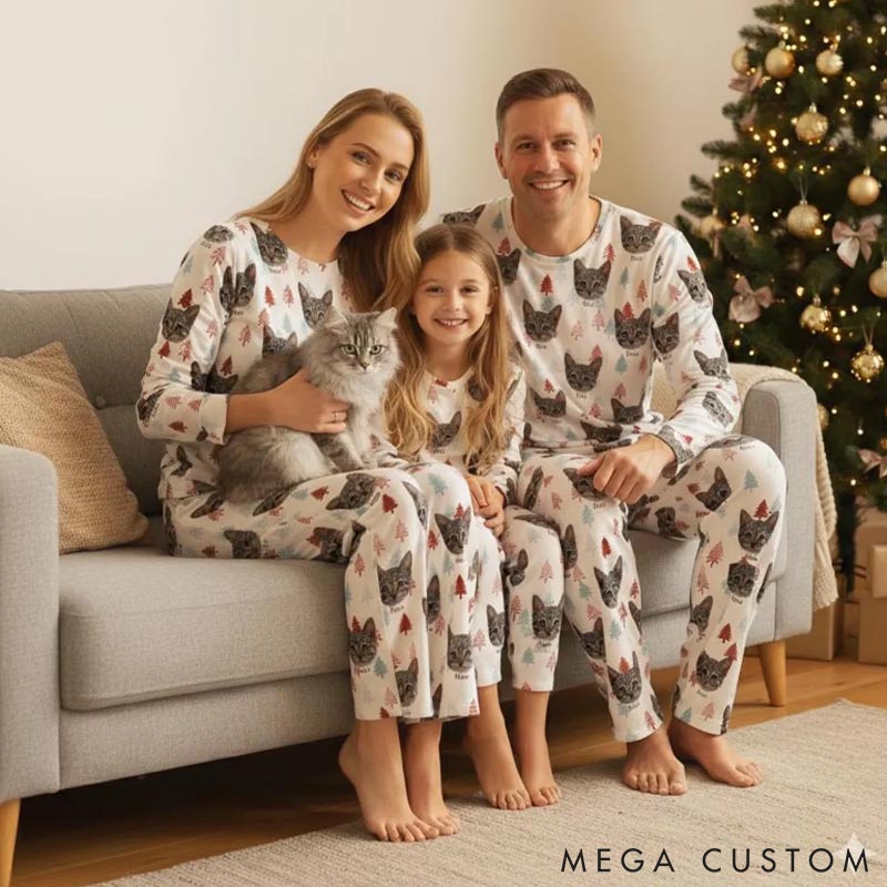 Personalized Pet Lover Pet Portrait Pajamas Christmas Family Matching