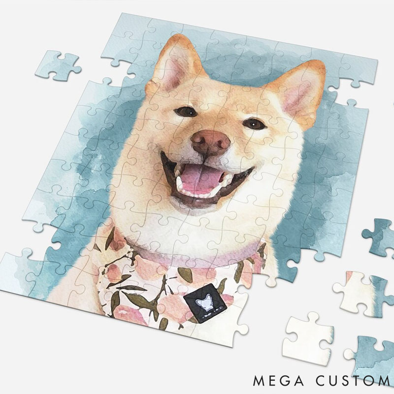 Personalized Pet Lover Pet Portrait Puzzle Dog Memorial Gift