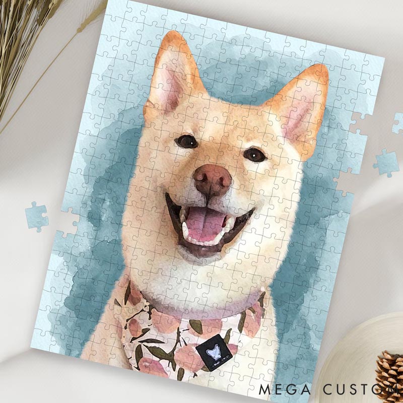 Personalized Pet Lover Pet Portrait Puzzle Dog Memorial Gift