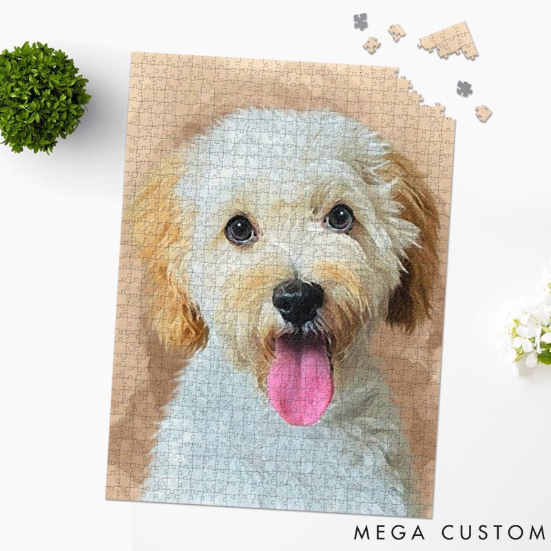 Personalized Pet Lover Pet Portrait Puzzle Dog Memorial Gift