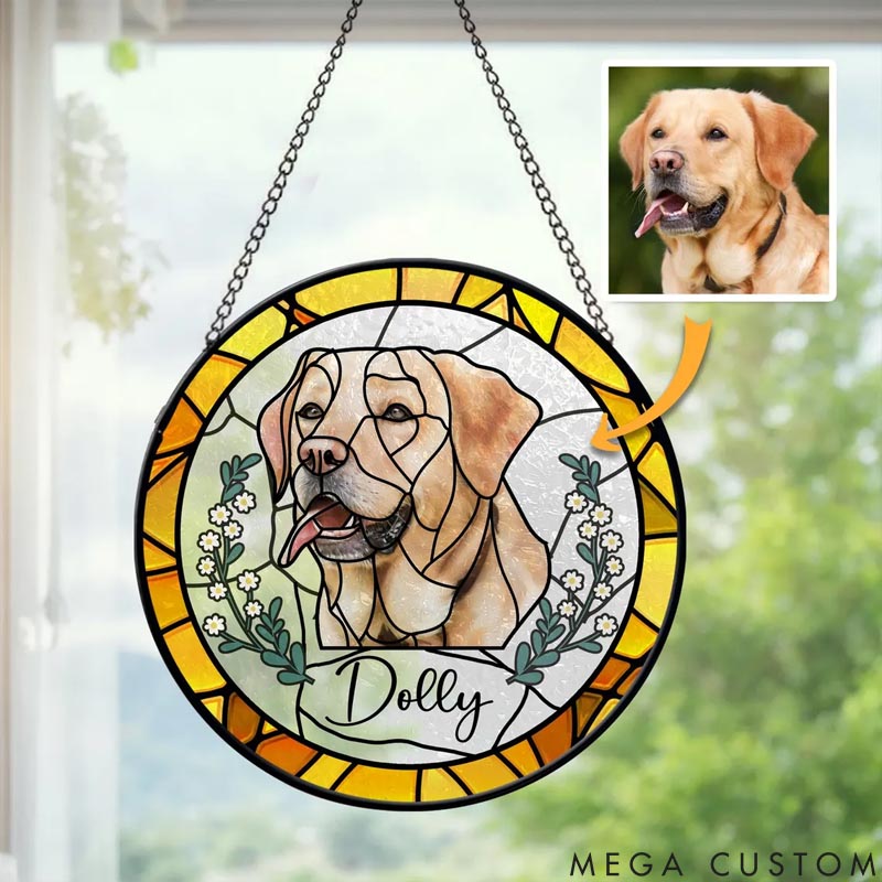 Personalized Pet Lover Pet Portrait Stained Glass Sun Catcher