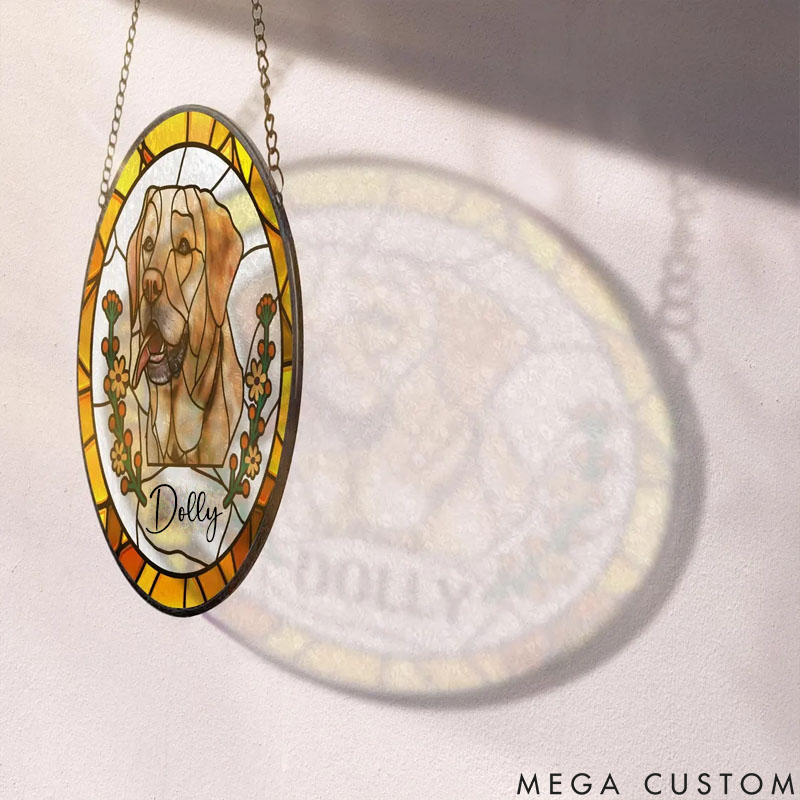 Personalized Pet Lover Pet Portrait Stained Glass Sun Catcher