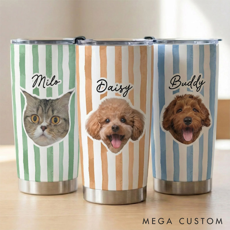Personalized Pet Lover Pet Portrait Tumbler Cup Dog Lover Cat Lover Gift
