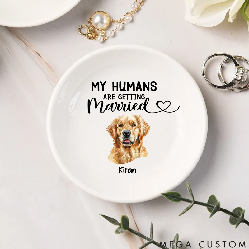 Personalized Pet Lover Pet Wedding Plates Featuring Your Furry Friends Round Ring Dishes