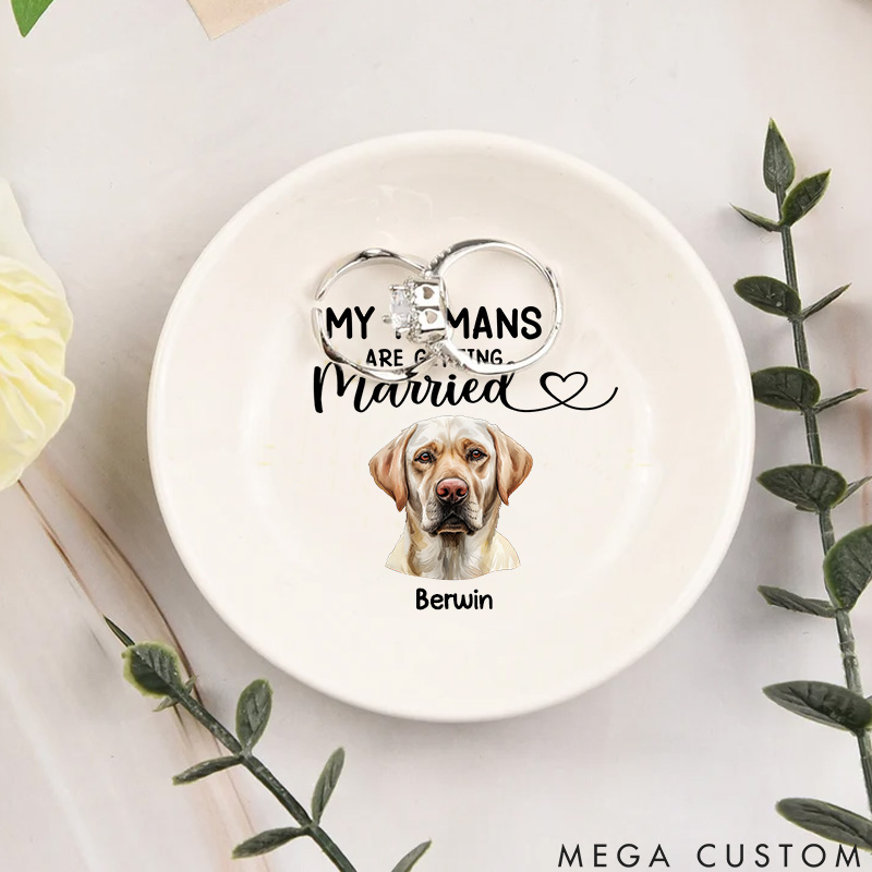 Personalized Pet Lover Pet Wedding Plates Featuring Your Furry Friends Round Ring Dishes