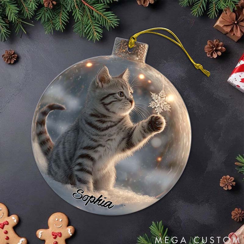 Personalized Pet Lover Pet in Snow Global Christmas Ornament