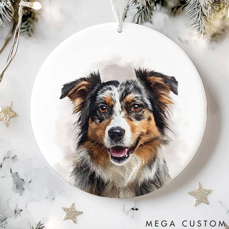 Personalized Pet Lover Pets Photo Name Portrait Christmas Ornament