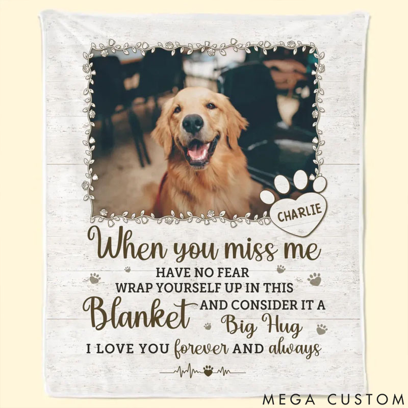 Personalized Pet Lover Photo A Big Hug from Me Throw Blanket