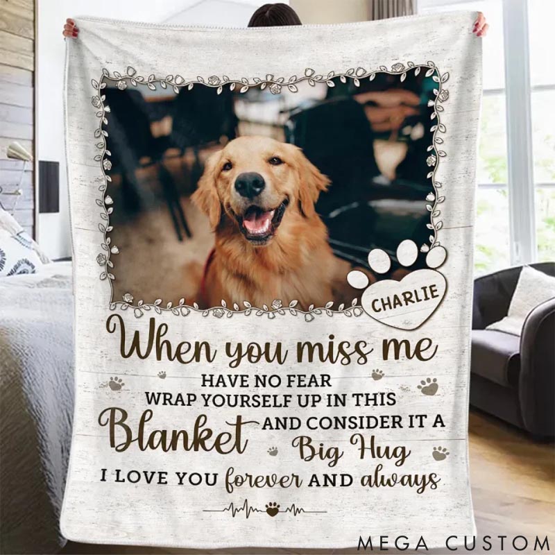 Personalized Pet Lover Photo A Big Hug from Me Throw Blanket