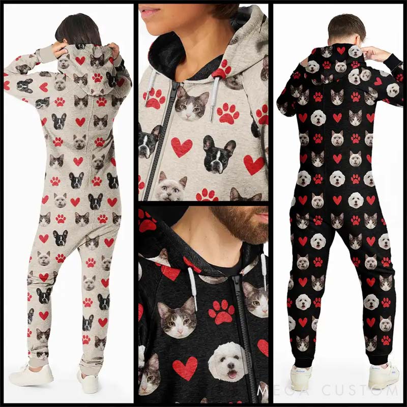 Personalized Pet Lover Photo Funny Dog Cat Pet Adult Onesie