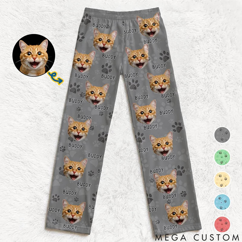 Personalized Pet Lover Photo Pawsome Christmas Vibes Pants Pajamas