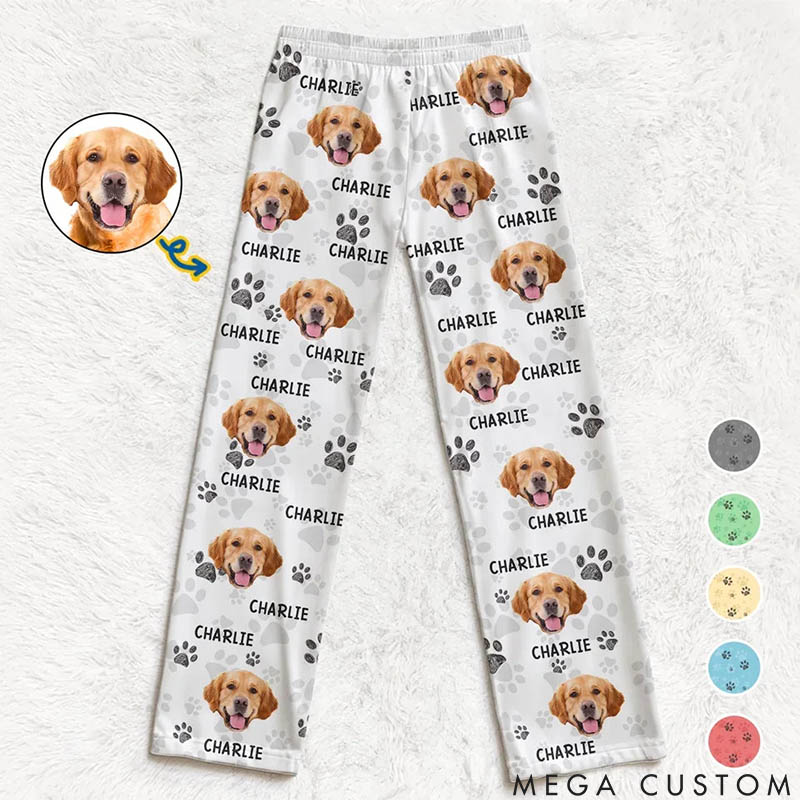 Personalized Pet Lover Photo Pawsome Christmas Vibes Pants Pajamas