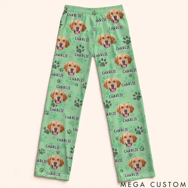 Personalized Pet Lover Photo Pawsome Christmas Vibes Pants Pajamas