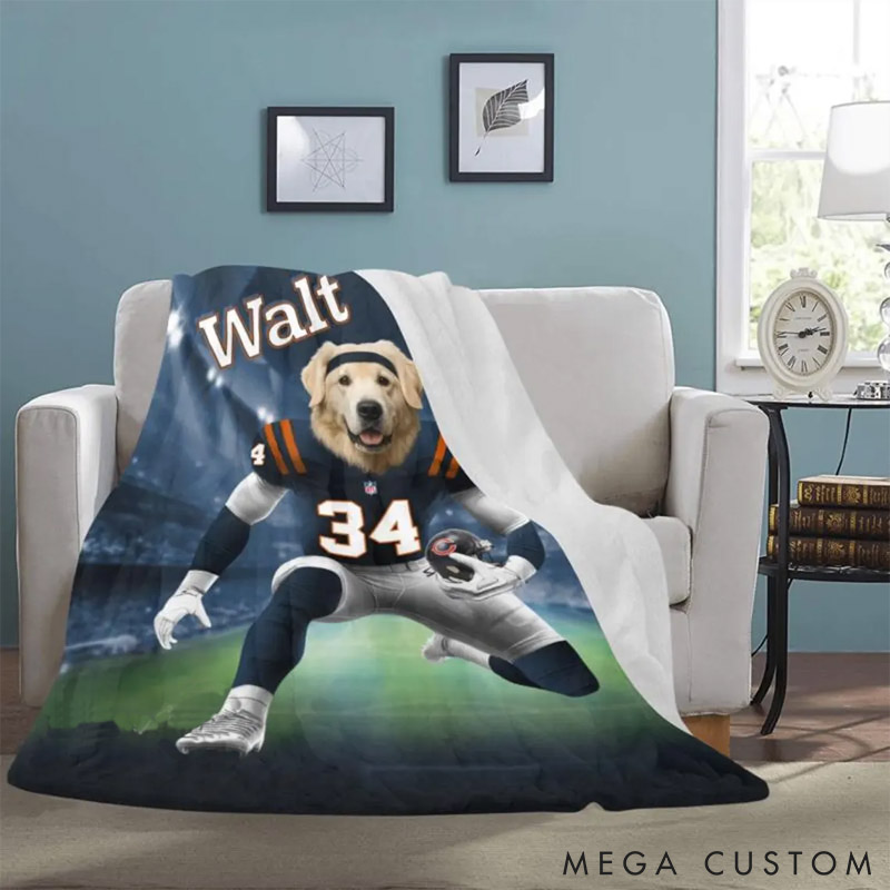 Personalized Pet Lover Photo and Name Football Pet Blanket Indianapolis Football Team Dog Cat Blanket Custom Sport Favorite Team Blanket