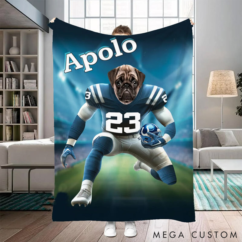 Personalized Pet Lover Photo and Name Football Pet Blanket Indianapolis Football Team Dog Cat Blanket Custom Sport Favorite Team Blanket