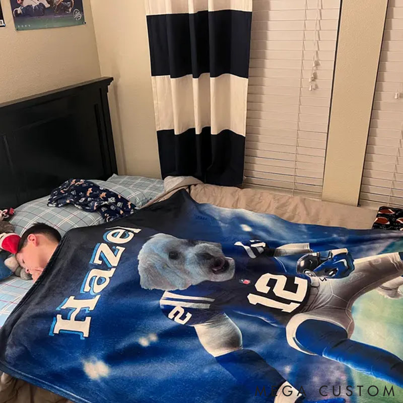 Personalized Pet Lover Photo and Name Football Pet Blanket Indianapolis Football Team Dog Cat Blanket Custom Sport Favorite Team Blanket