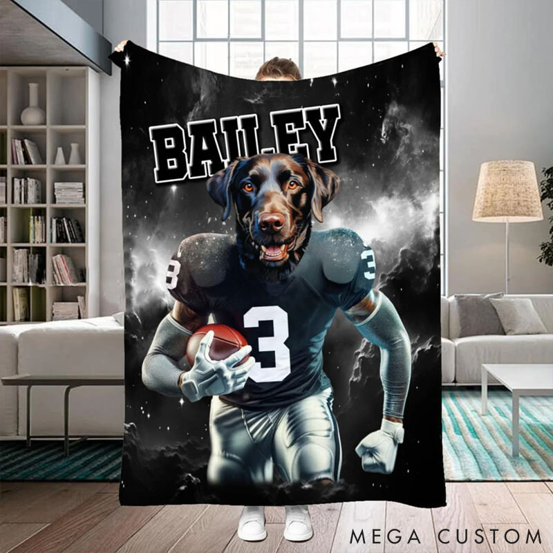Personalized Pet Lover Photo and Name Football Pet Blanket Las Vegas Football Team Dog Cat Blanket Custom Sport Favorite Team Blanket