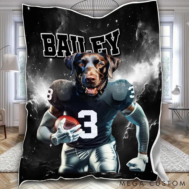 Personalized Pet Lover Photo and Name Football Pet Blanket Las Vegas Football Team Dog Cat Blanket Custom Sport Favorite Team Blanket