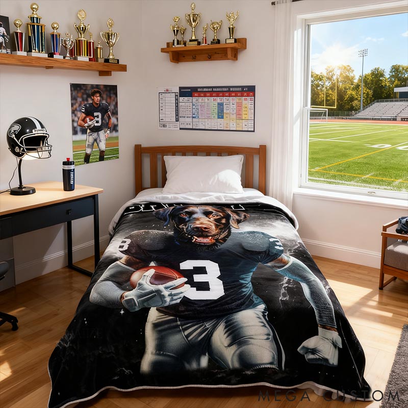 Personalized Pet Lover Photo and Name Football Pet Blanket Las Vegas Football Team Dog Cat Blanket Custom Sport Favorite Team Blanket