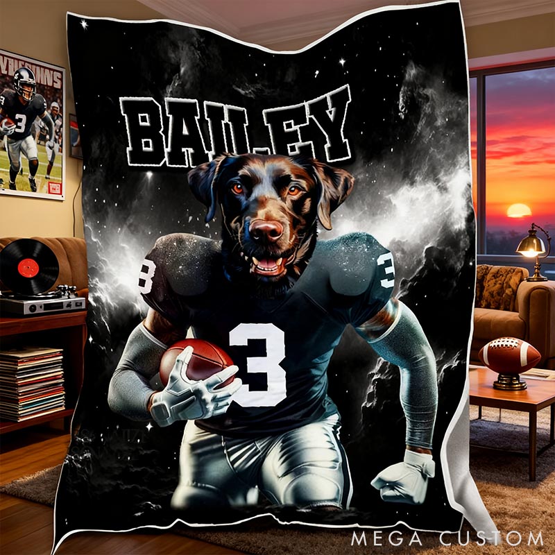 Personalized Pet Lover Photo and Name Football Pet Blanket Las Vegas Football Team Dog Cat Blanket Custom Sport Favorite Team Blanket