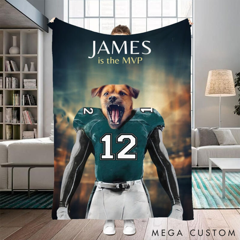 Personalized Pet Lover Photo and Name Football Pet Blanket Philadelphia Football Team Dog Cat Blanket Custom Sport Favorite Team Blanket