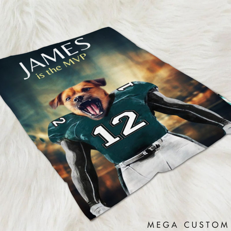Personalized Pet Lover Photo and Name Football Pet Blanket Philadelphia Football Team Dog Cat Blanket Custom Sport Favorite Team Blanket