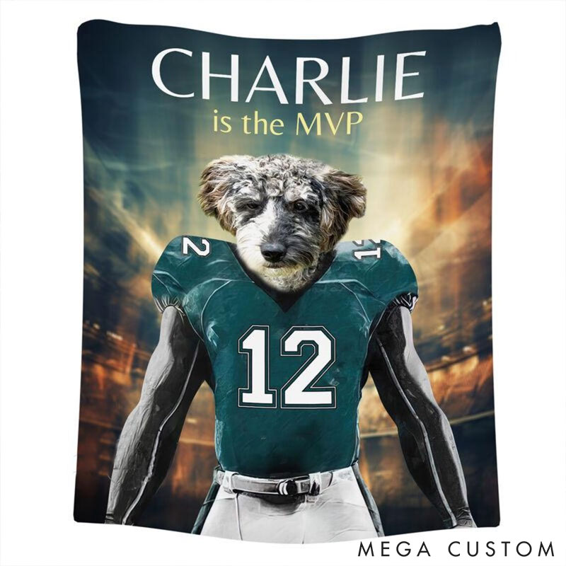 Personalized Pet Lover Photo and Name Football Pet Blanket Philadelphia Football Team Dog Cat Blanket Custom Sport Favorite Team Blanket