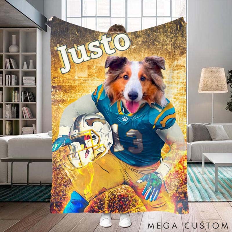 Personalized Pet Lover Photo and Name Football Pet Blanket San Diego Football Team Dog Cat Blanket Custom Sport Favorite Team Blanket